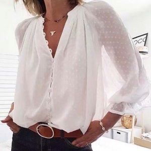 CBR M White Blouse Button-Up
